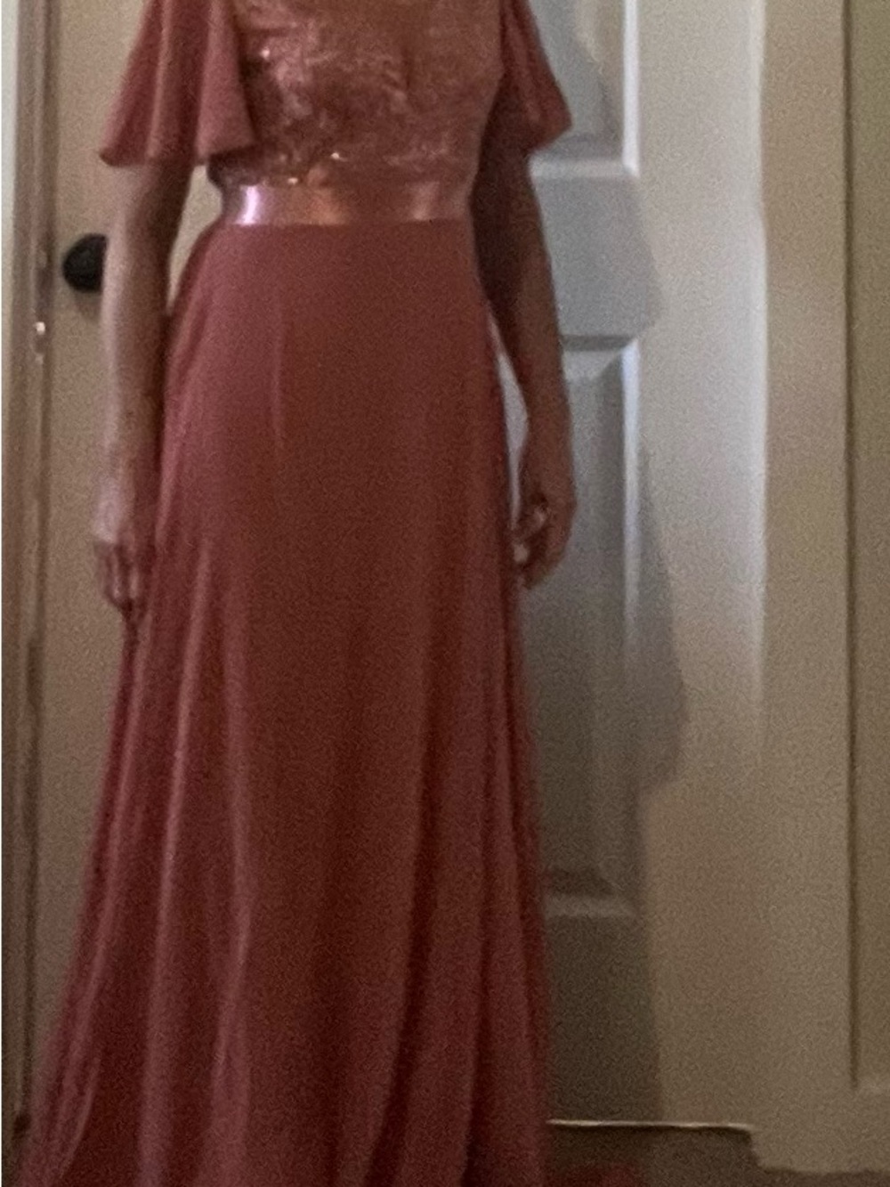 Miusol Dusty Rose Lace Bodice Maxi Dress